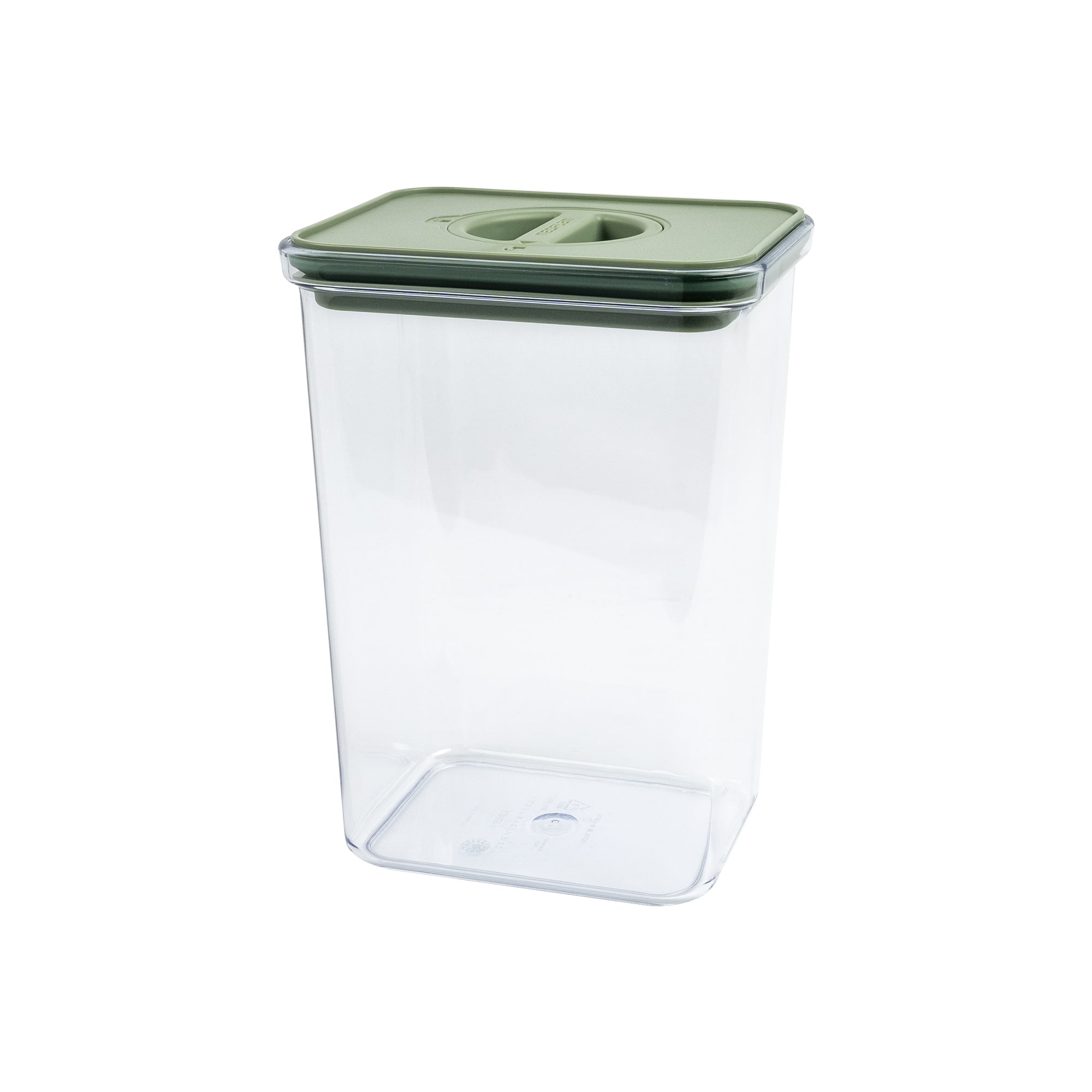 Clear BPA free plastic Smart Seal storage container sage green lid 91 oz