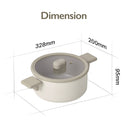 Dimension diagram of Chou Chou 8" Casserole with width and handle length labeled