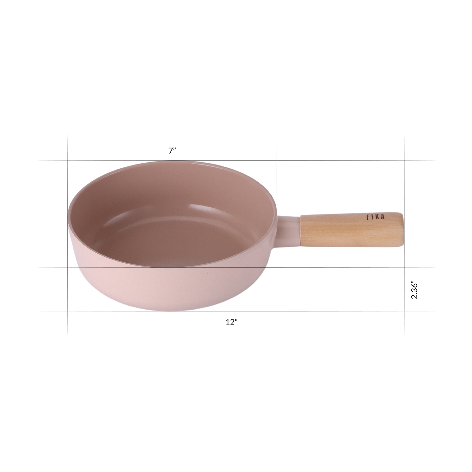 Side angle with product dimensions – compact and ergonomic baby wok with wooden handle