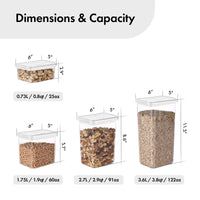 Smart Seal Food Storage, Rectangle, 4PCs Set, Glossy White Lid