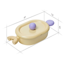 imension diagram showing casserole width, length, and height including lid and handles